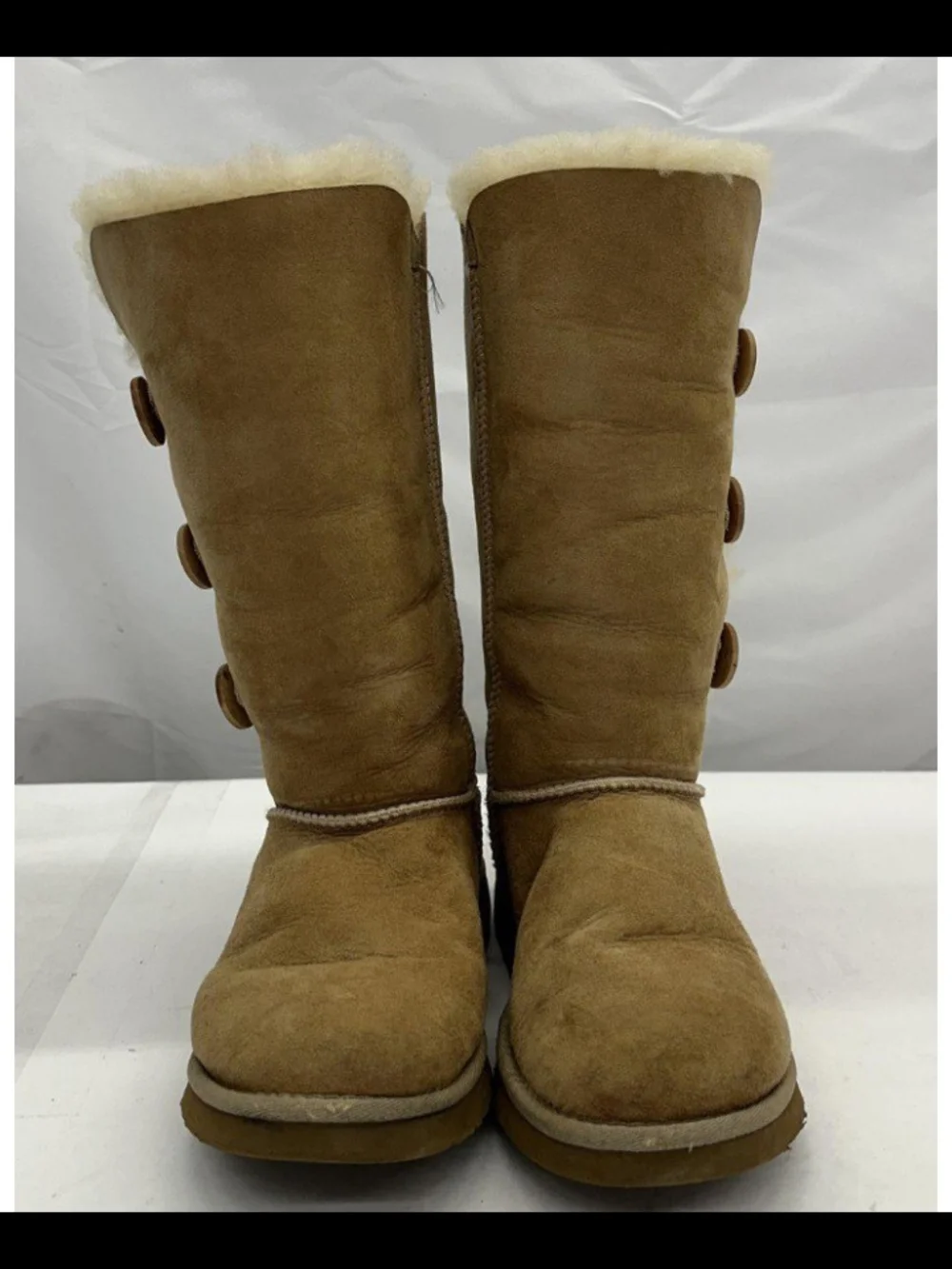 UGG Tall Button-Back Suede Winter Boots in Chestnut